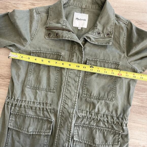 Madewell Women Utility Jacket Army Green Full Zip Adjustable Waist Size XXS - Picture 8 of 10